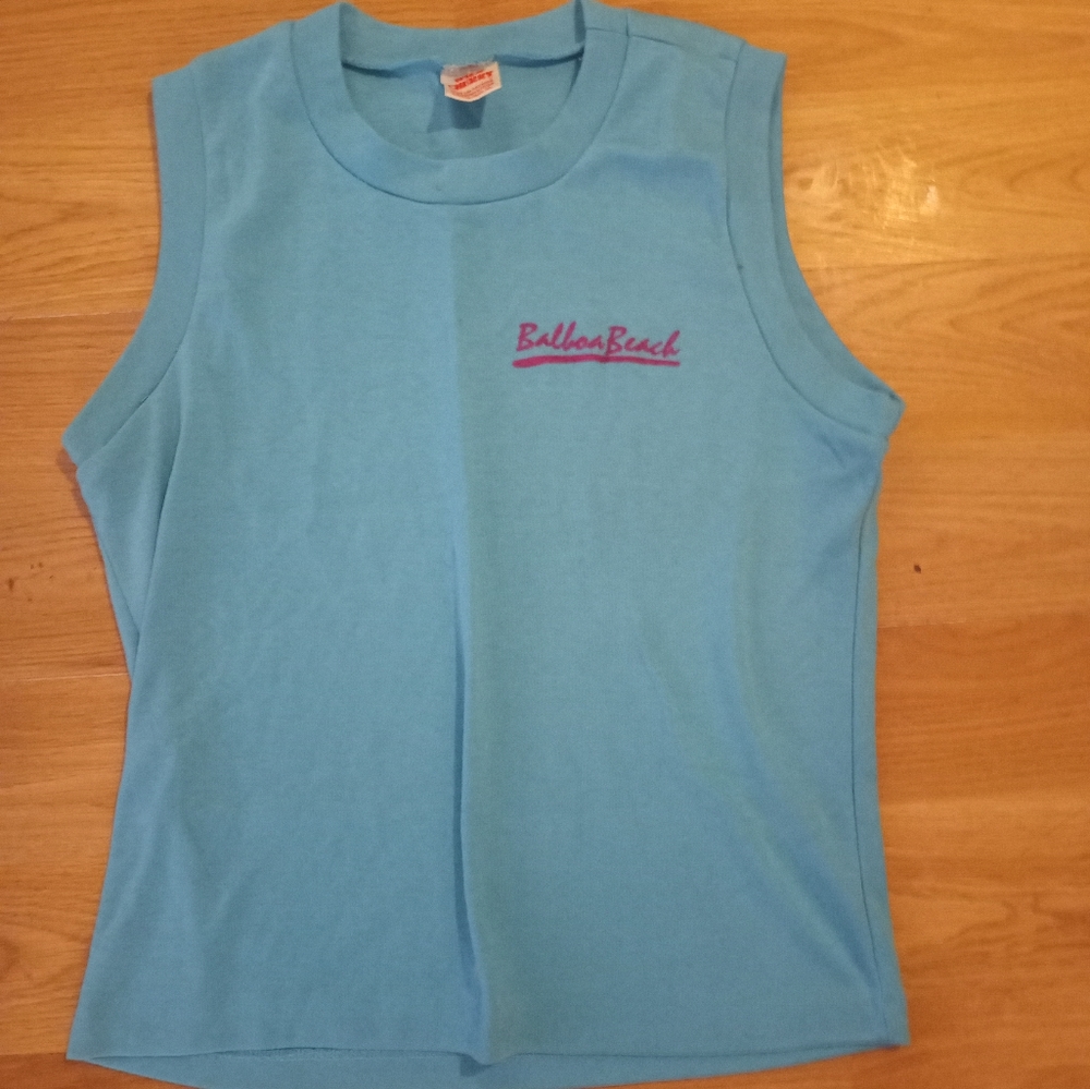 vintage Balboa Beach Tank Top Powder Blue XS WILD Cherry